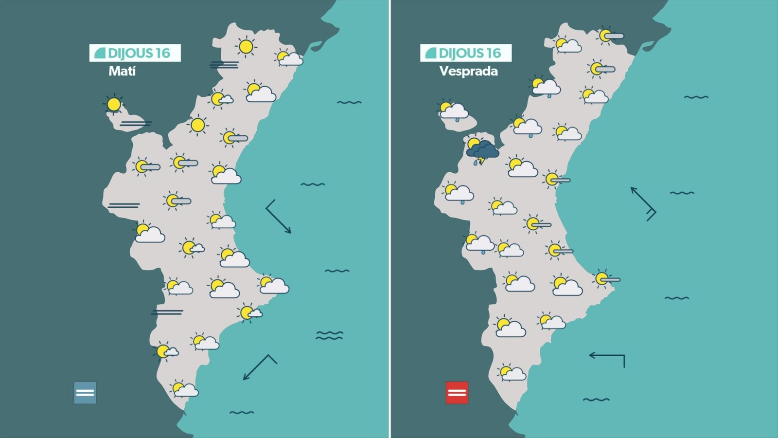 Previsió de l'oratge per a este dijous