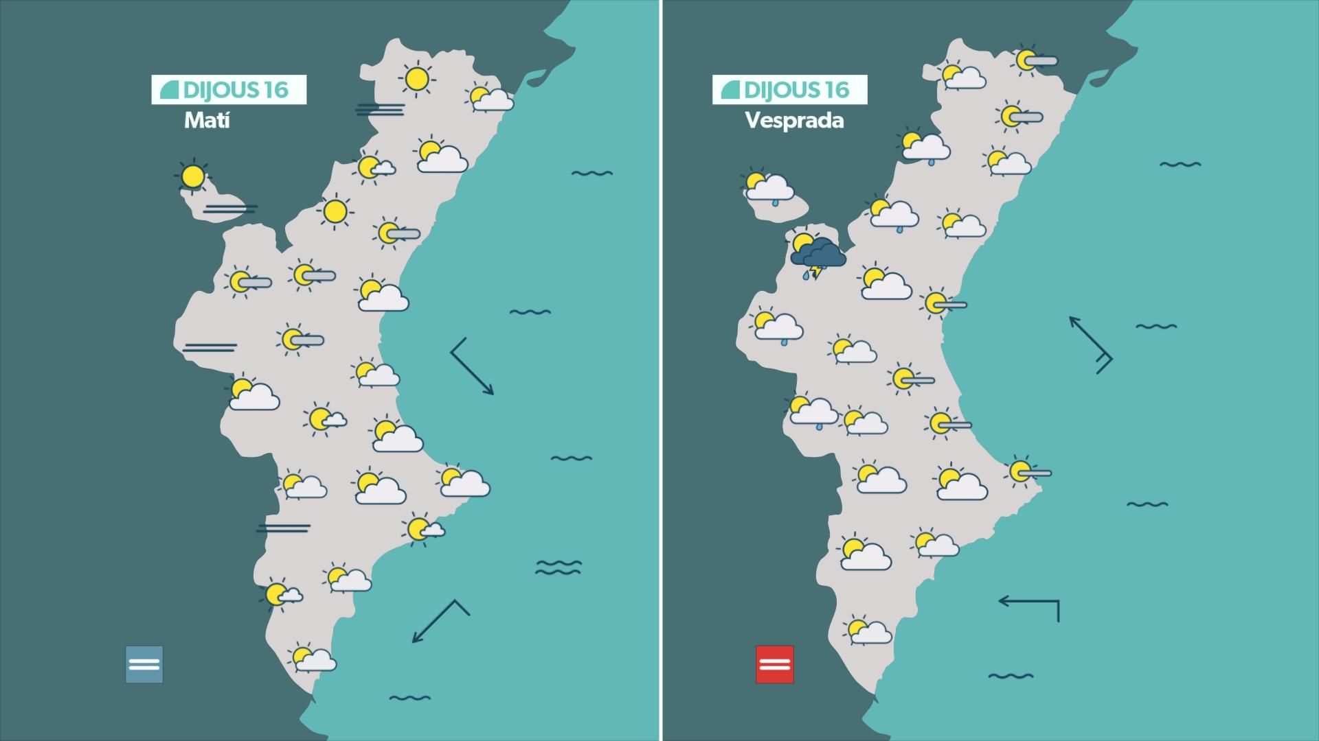 Previsió de l'oratge per a este dijous Previsió de l'oratge per a este dijous