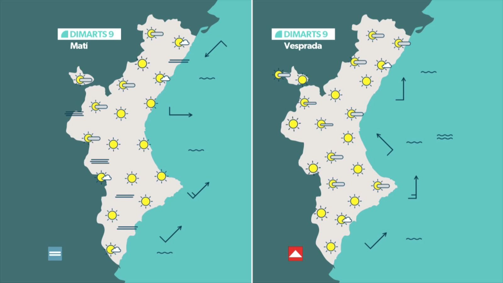 La previsió meteorològica per dimarts 9 de desembre
