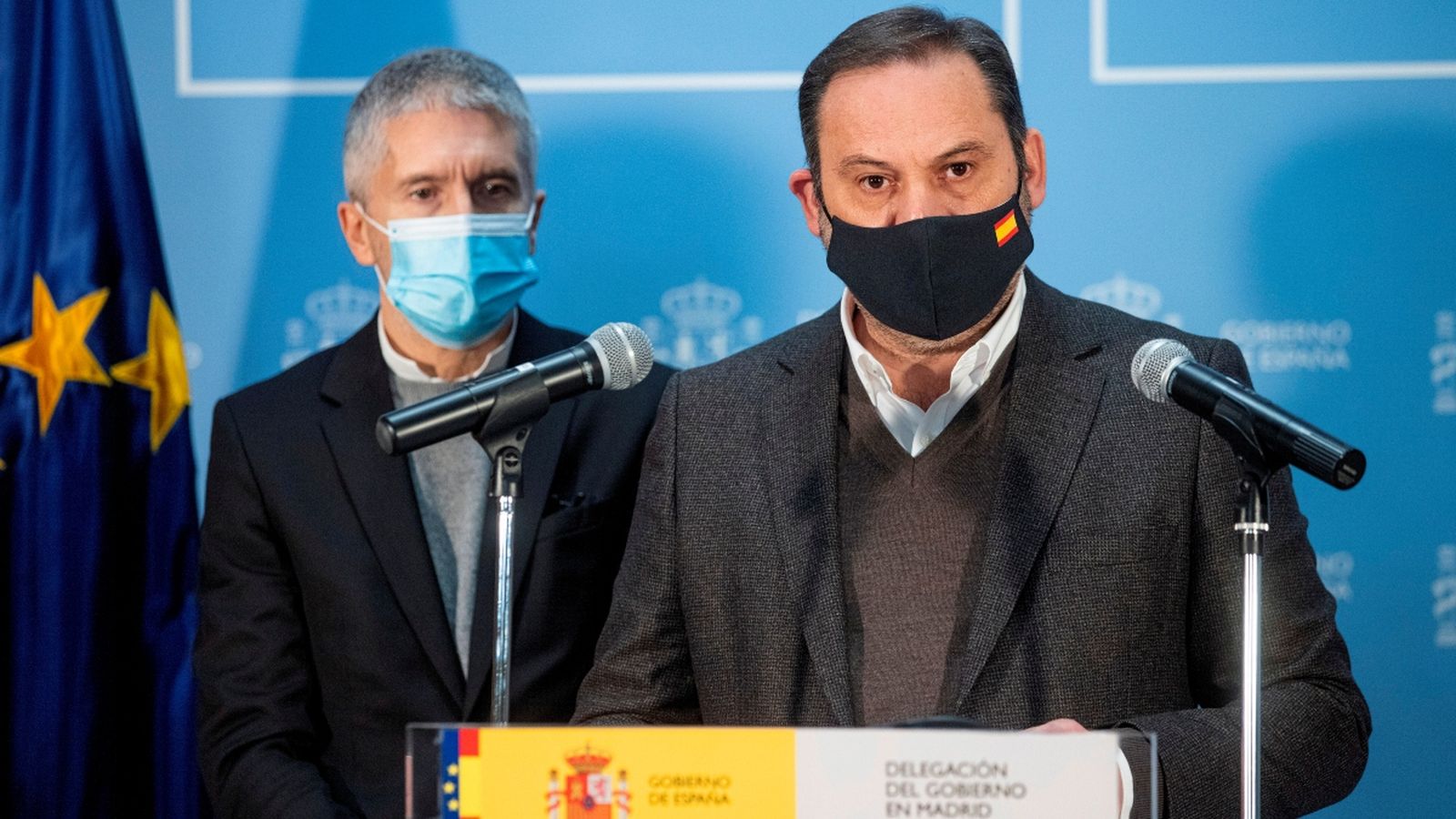 Els ministres Grande Marlaska i Ábalos en la seua compareixença aquest diumenge