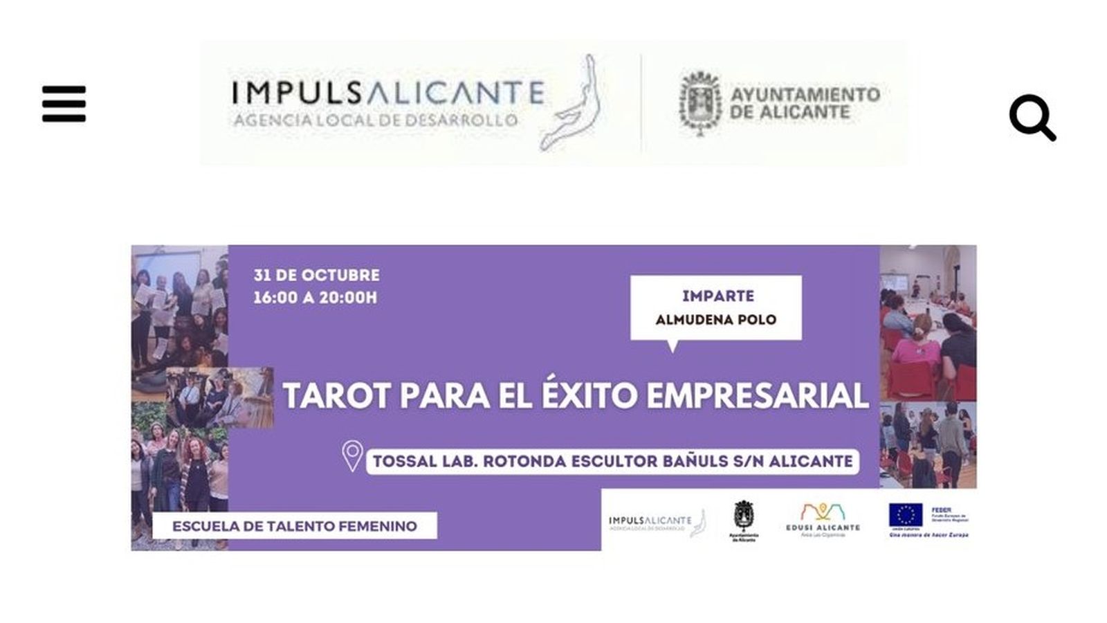 Cartell en què l'Agència Local de Desenvolupament d'Alacant promocionava el curs