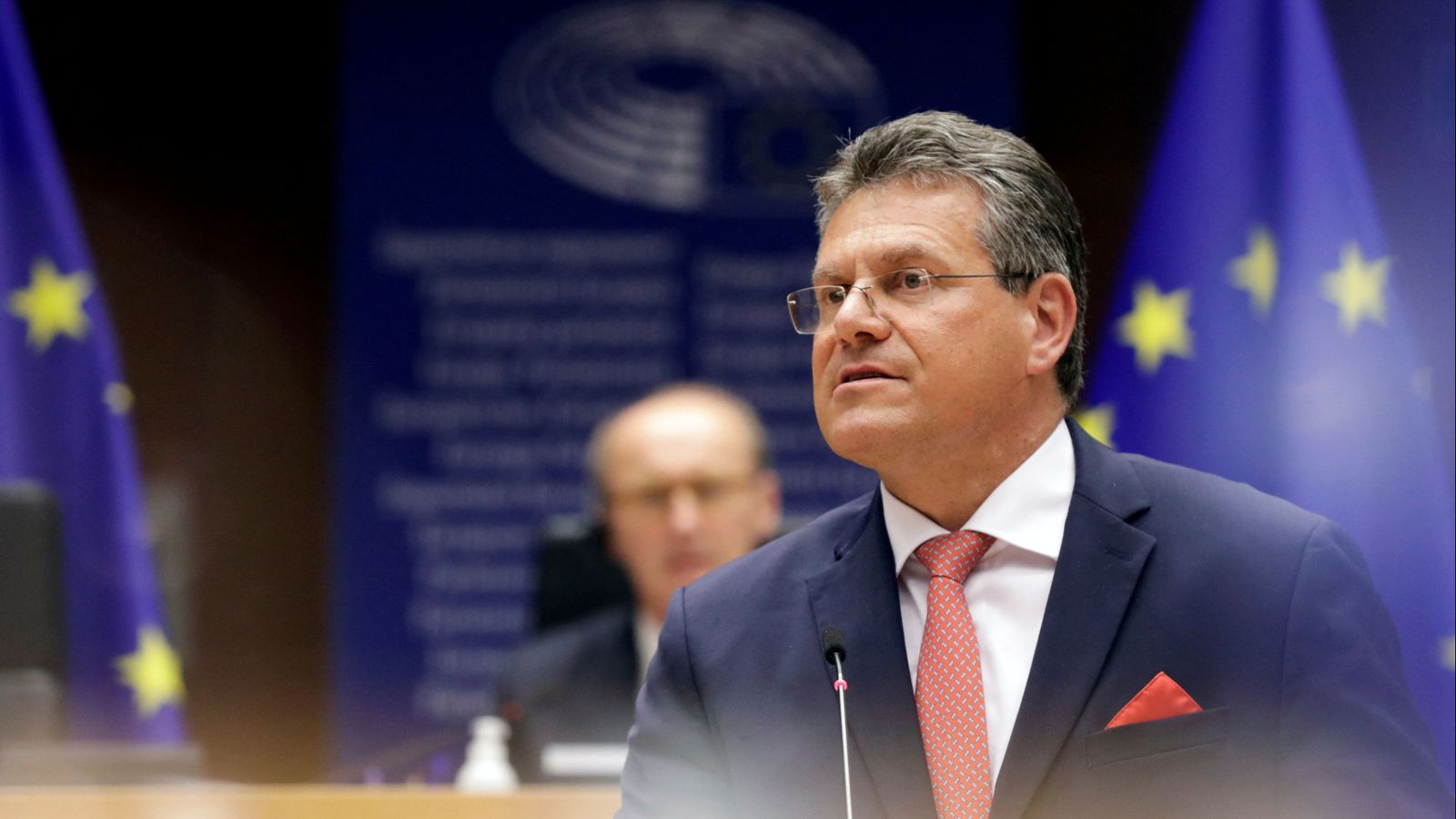 El comissari europeu de Comerç, Maroš Šefčovič, en una sessió del Parlament Europeu