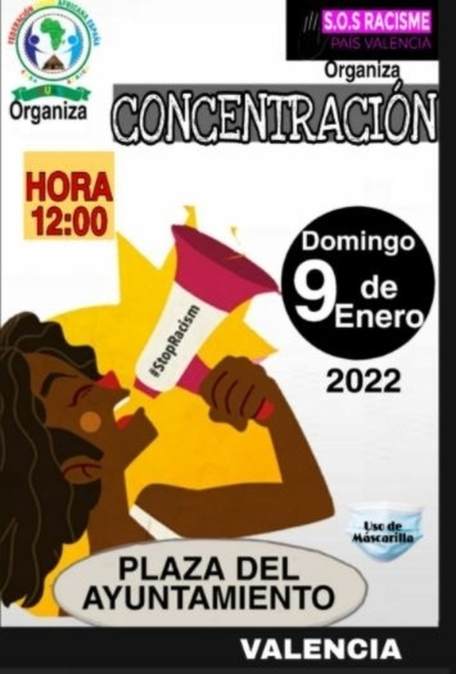 Cartell de la concentració convocada aquest diumenge a la plaça de l'Ajuntament de València