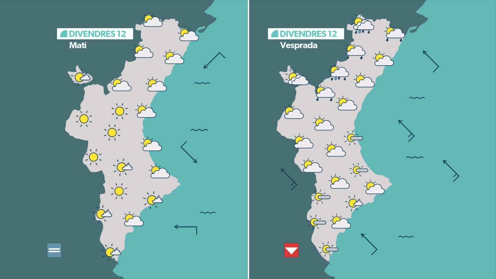 Previsió de l'oratge per a divendres 12 de setembre