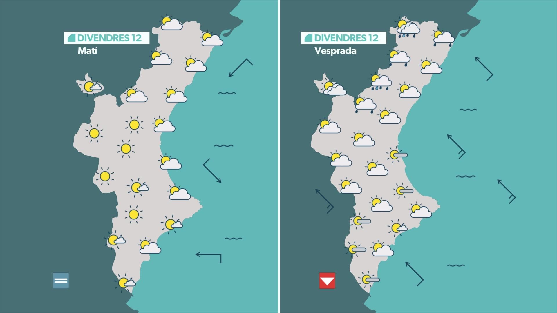 Previsió de l'oratge per a divendres 12 de setembre
