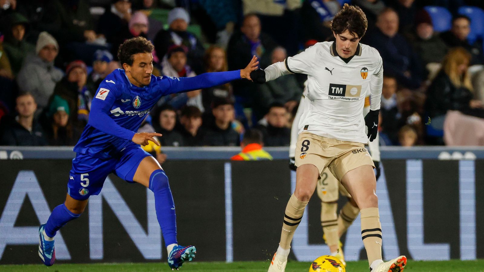 Javi Guerra en una acció en el partit contra el Getafe del passat cap de setmana