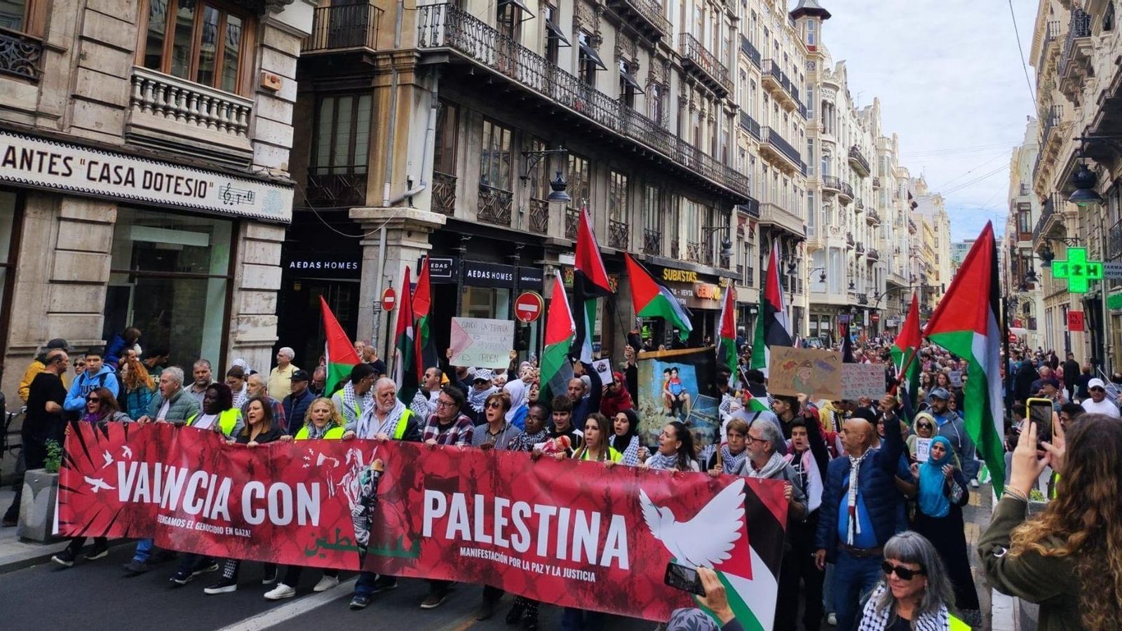 Els carrers de València s'omplin en una multitudinària manifestació de suport al poble palestí