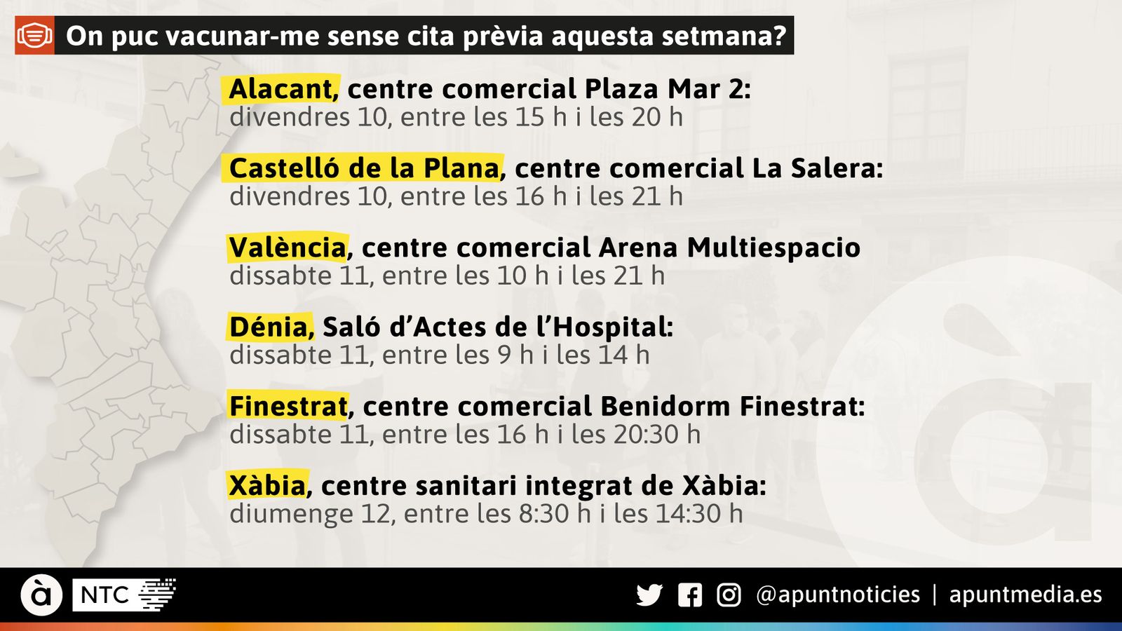 On vacunar-se aquesta setmana sense cita prèvia