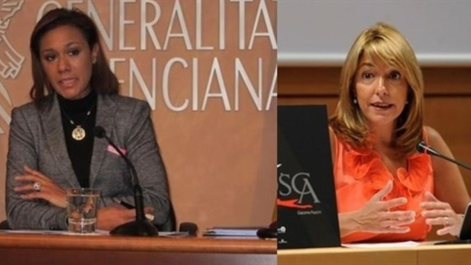 Muntatge fotogràfic amb les exconselleres Lola Johnson (esquerra) i Trinidad Miró (dreta)