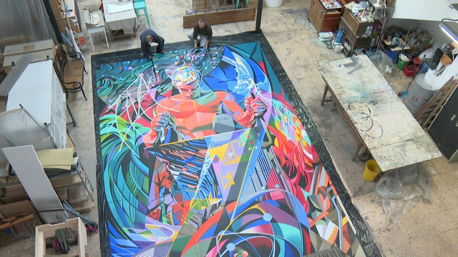 L'il3lustrador Javier Parra ha pintat l'últim mural que va concebre Josep Renau