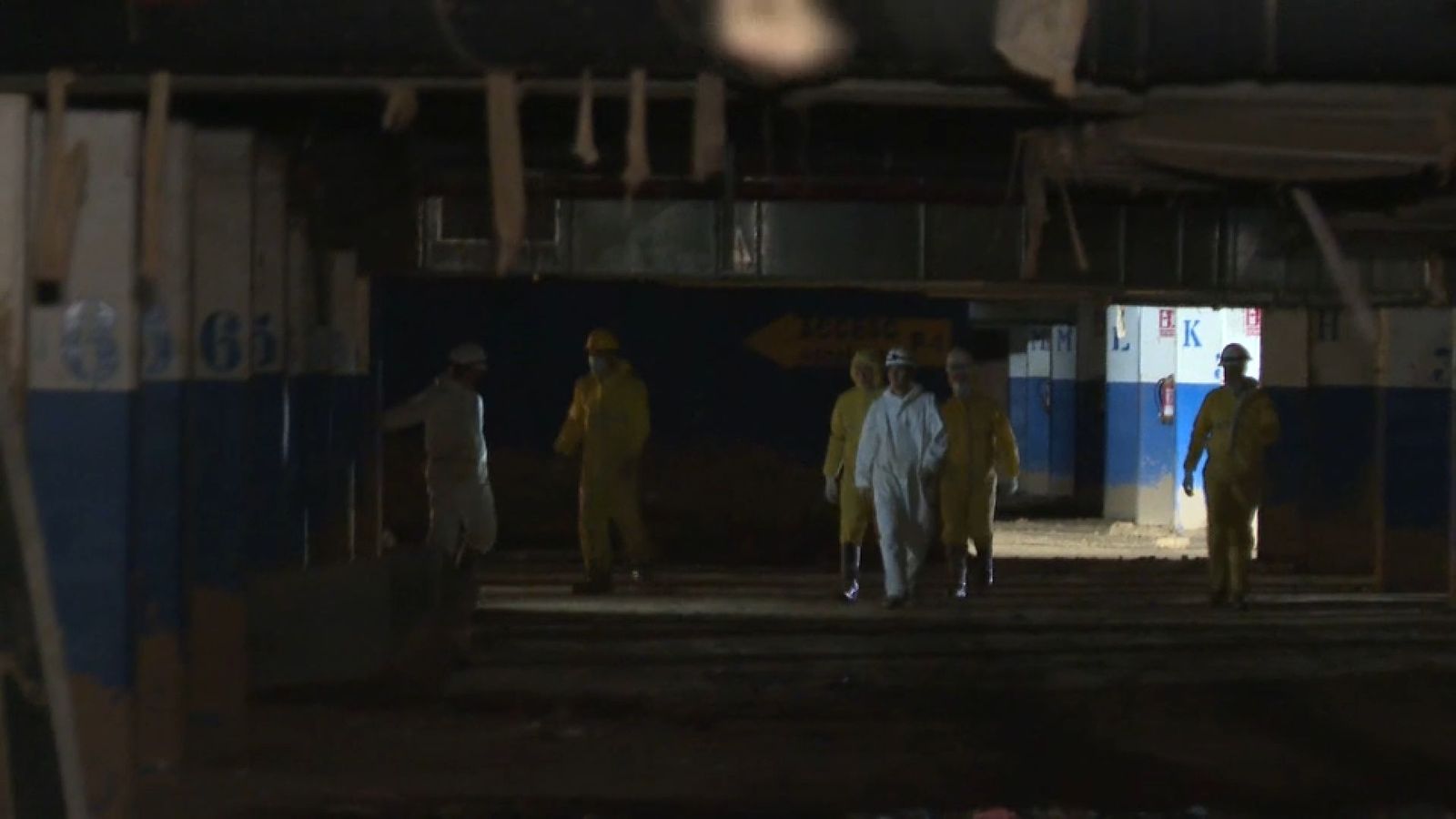 Interior de la primera planta del subsol de l'MN4, on les màquines de l'exèrcit han entrat a netejar este cap de setmana