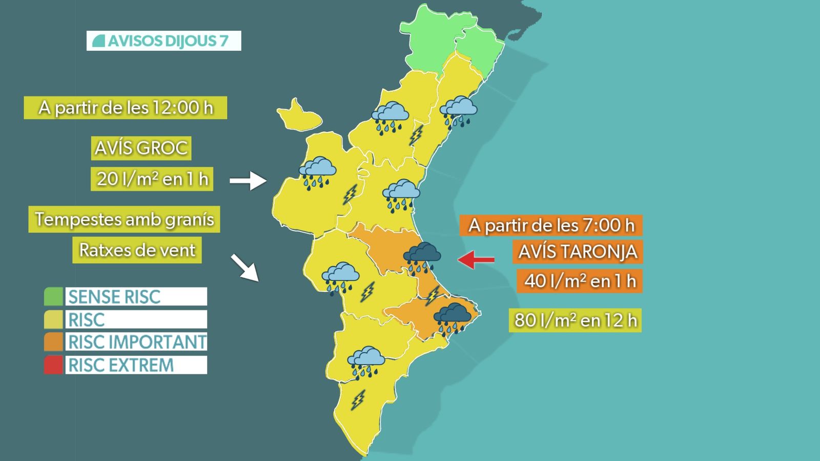 Mapa d'avisos per al dijous
