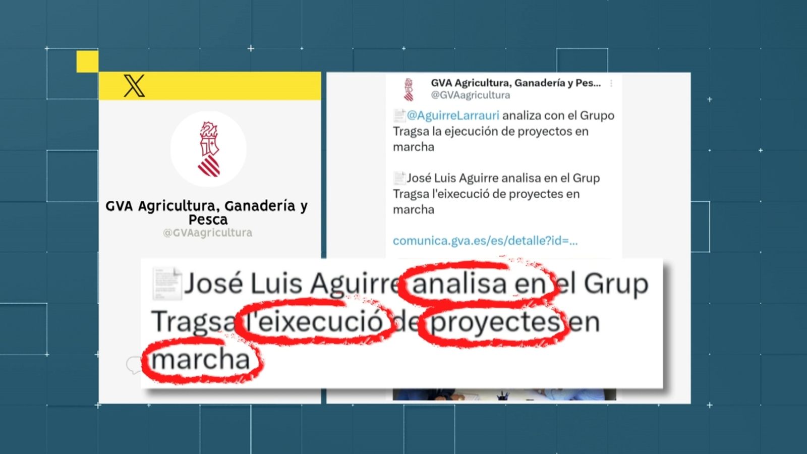Missatge publicat en Twitter per la Conselleria d'Agricultura, en mans de Vox