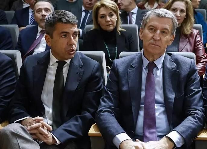 El president de la Generalitat, Carlos Mazón, i el líder del PP, Alberto Núñez Feijóo