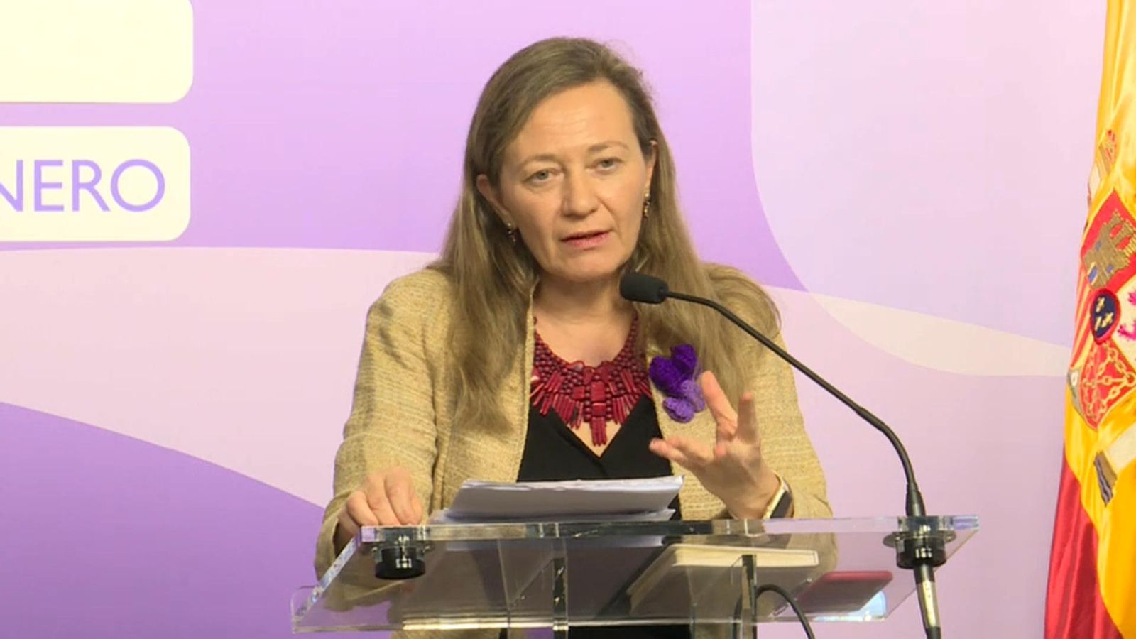 La delegada del govern contra la Violència de Gènere, Victoria Rosell, durant la seua compareixença.