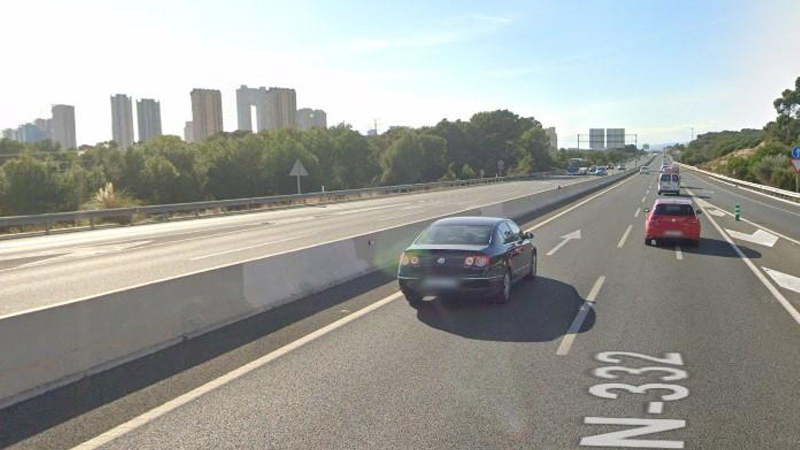 Carretera N-332 a l'altura de Benidorm