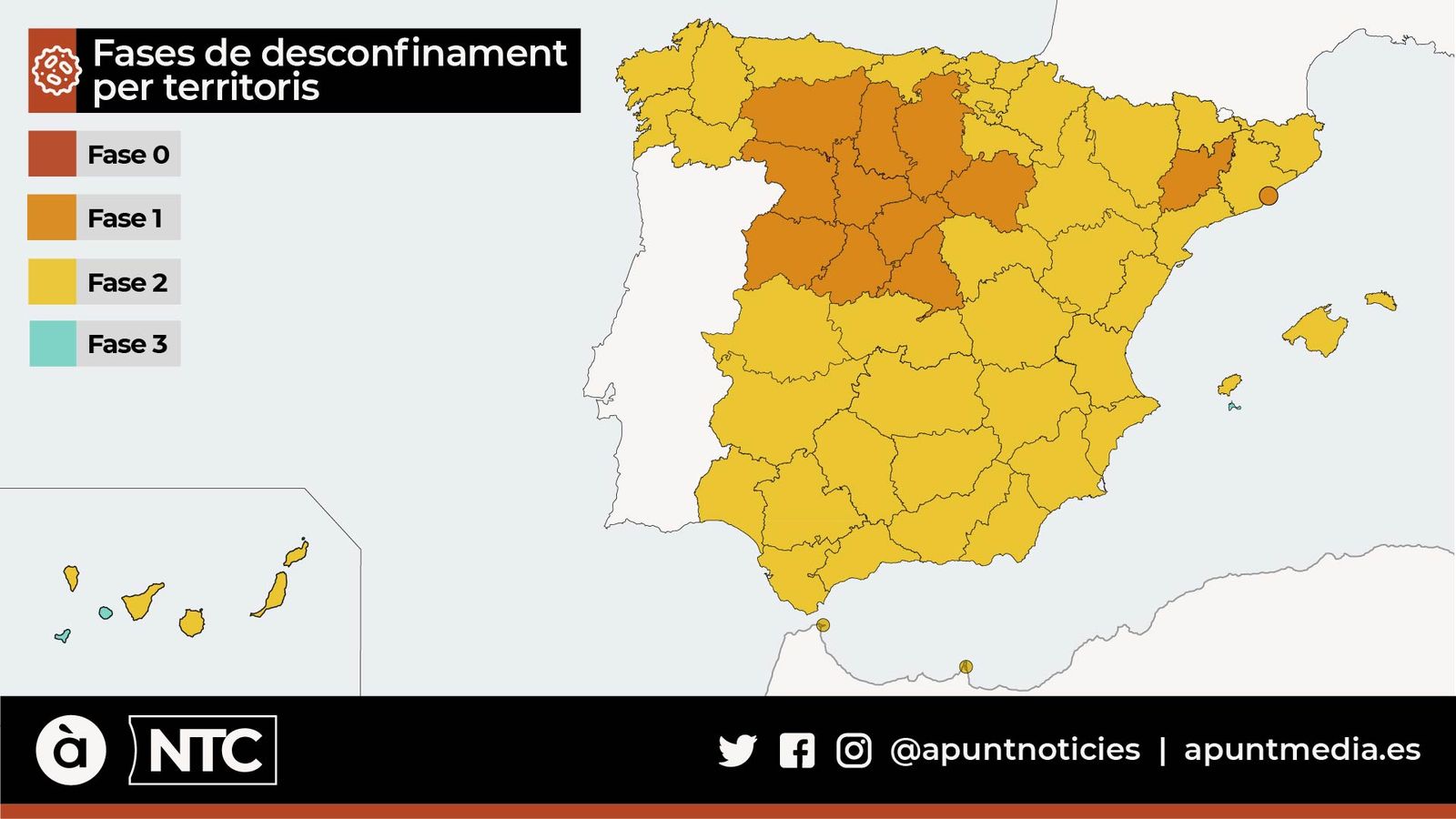 El 70% de la població espanyola estarà des de dilluns en la fase 2 de la desescalada