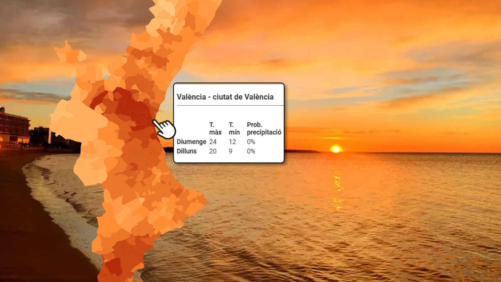 Consulta el mapa de les temperatures municipi a municipi