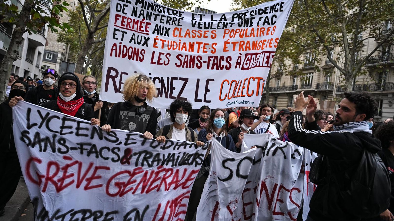 Estudiants francesos, en les protestes d'este dimarts a Paris