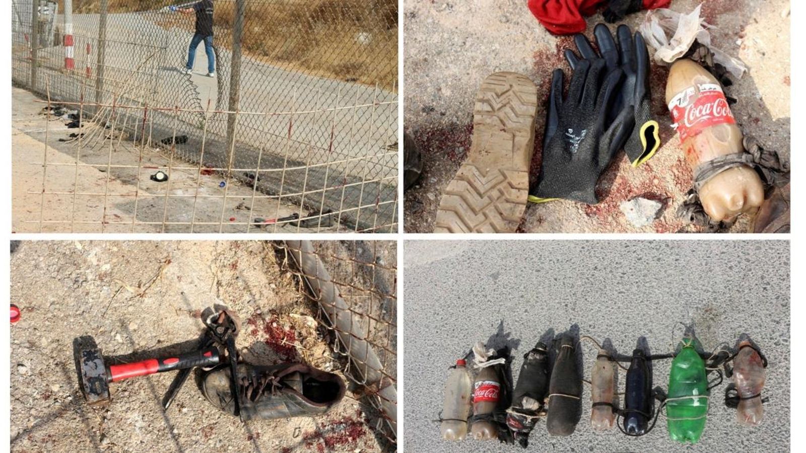 Els immigrants van emprar, a més de cisalles, pals i objectes tallants, calç viva, àcid de bateries i excrements, que van llançar als agents