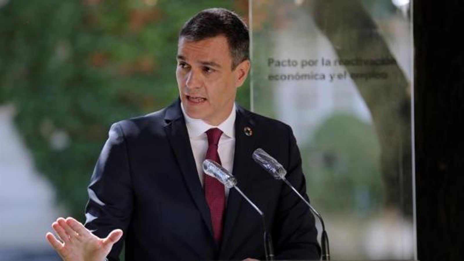 Pedro Sánchez, aquest divendres després de la signatura del pacte per l'ocupació