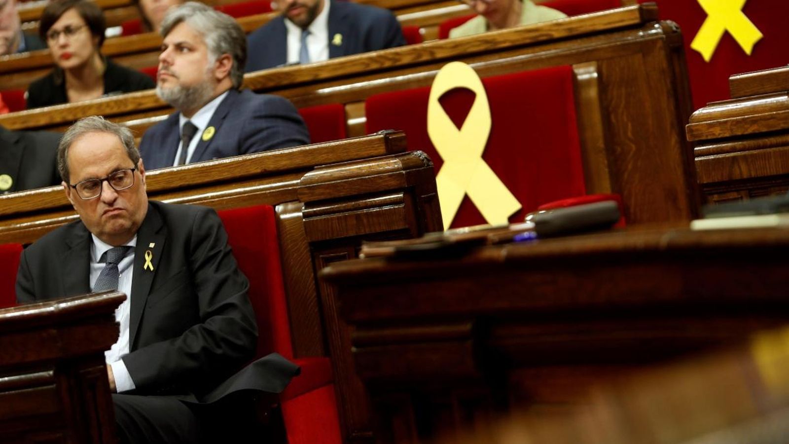 El president de la Generalitat de Catalunya, Quim Torra, aquest dimecres en el Parlament català