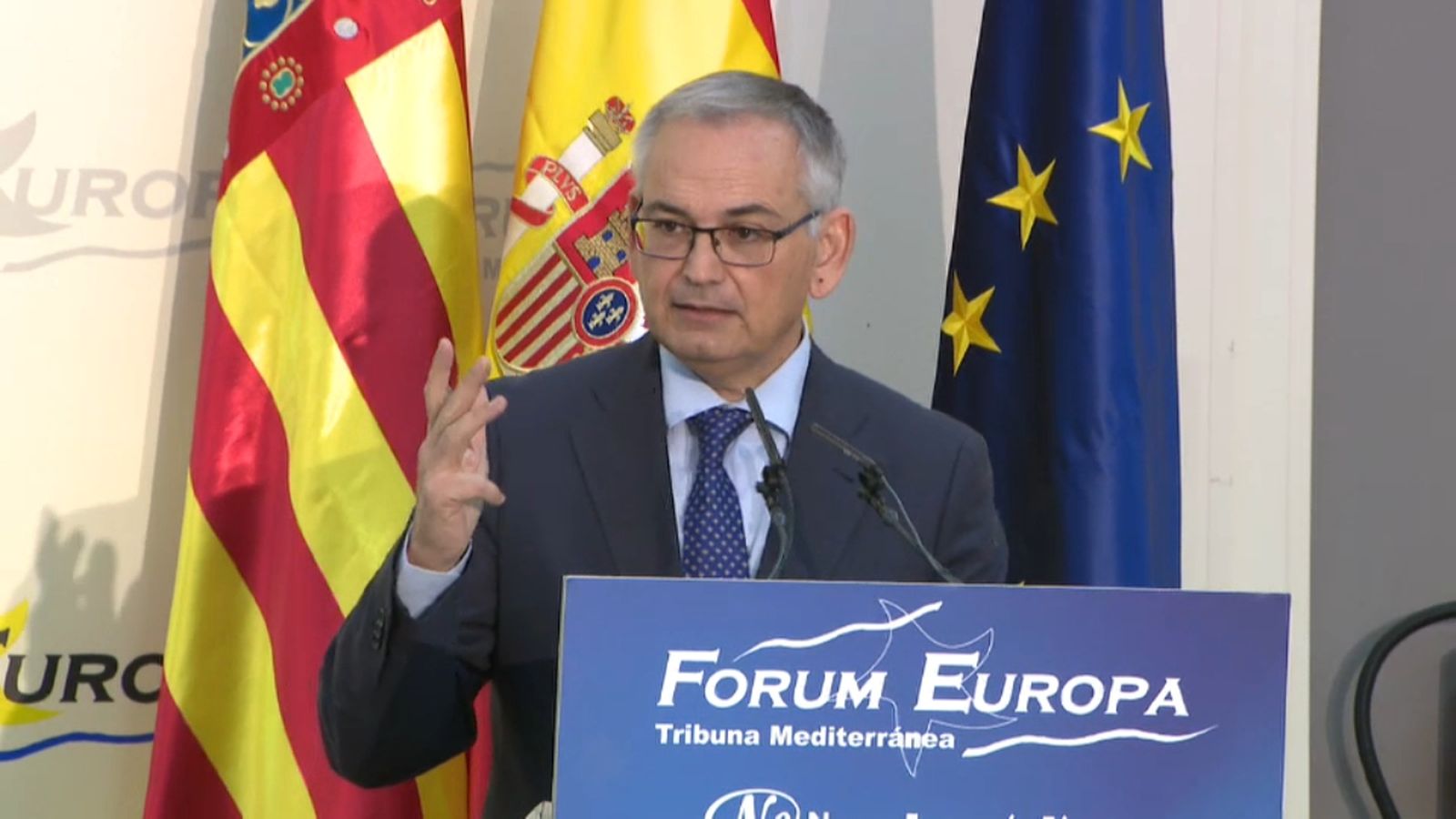 El comissionat del govern espanyol per al corredor mediterrani, Josep Vicent Boira, en el desdejuni Fòrum Europa celebrat a Valencia
