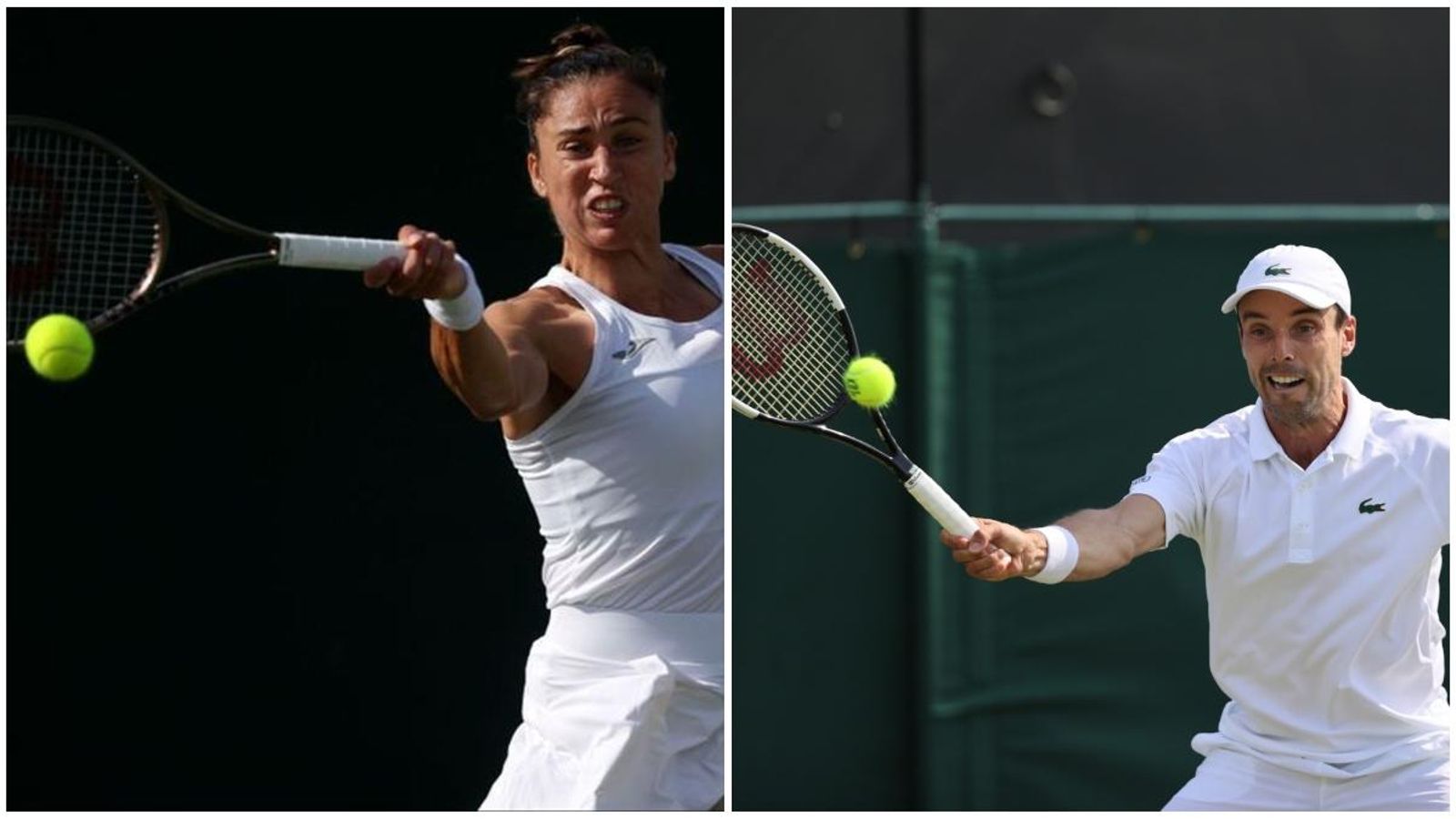 Sorribes i Bautista, durant el seu debut a Wimbledin 2022