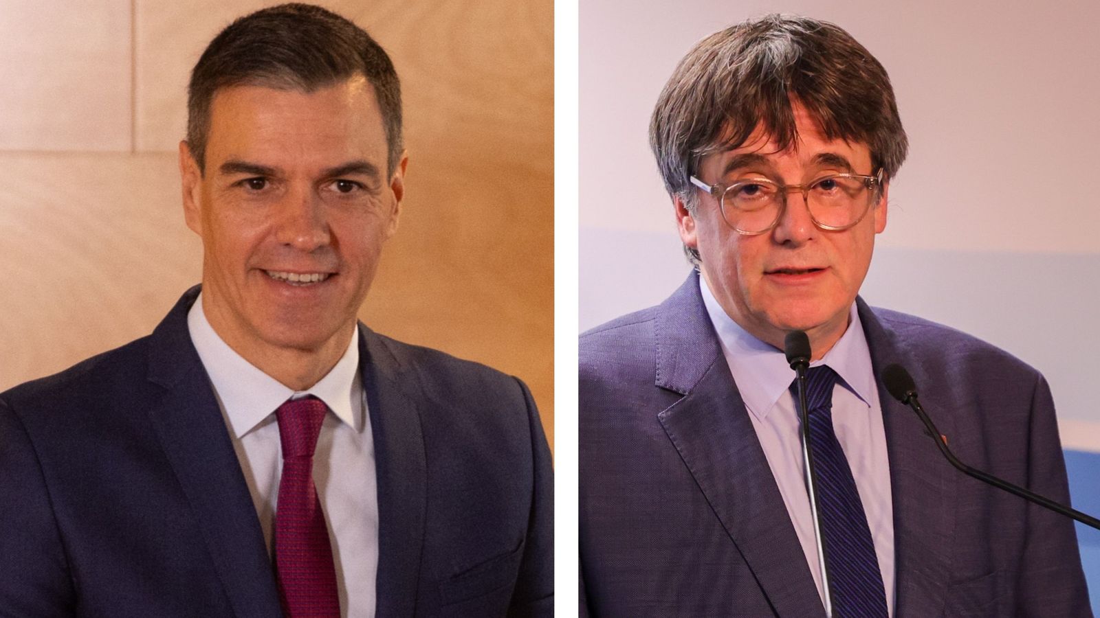 Pedro Sánchez i Carles Puigdemonts en dos imatges recents