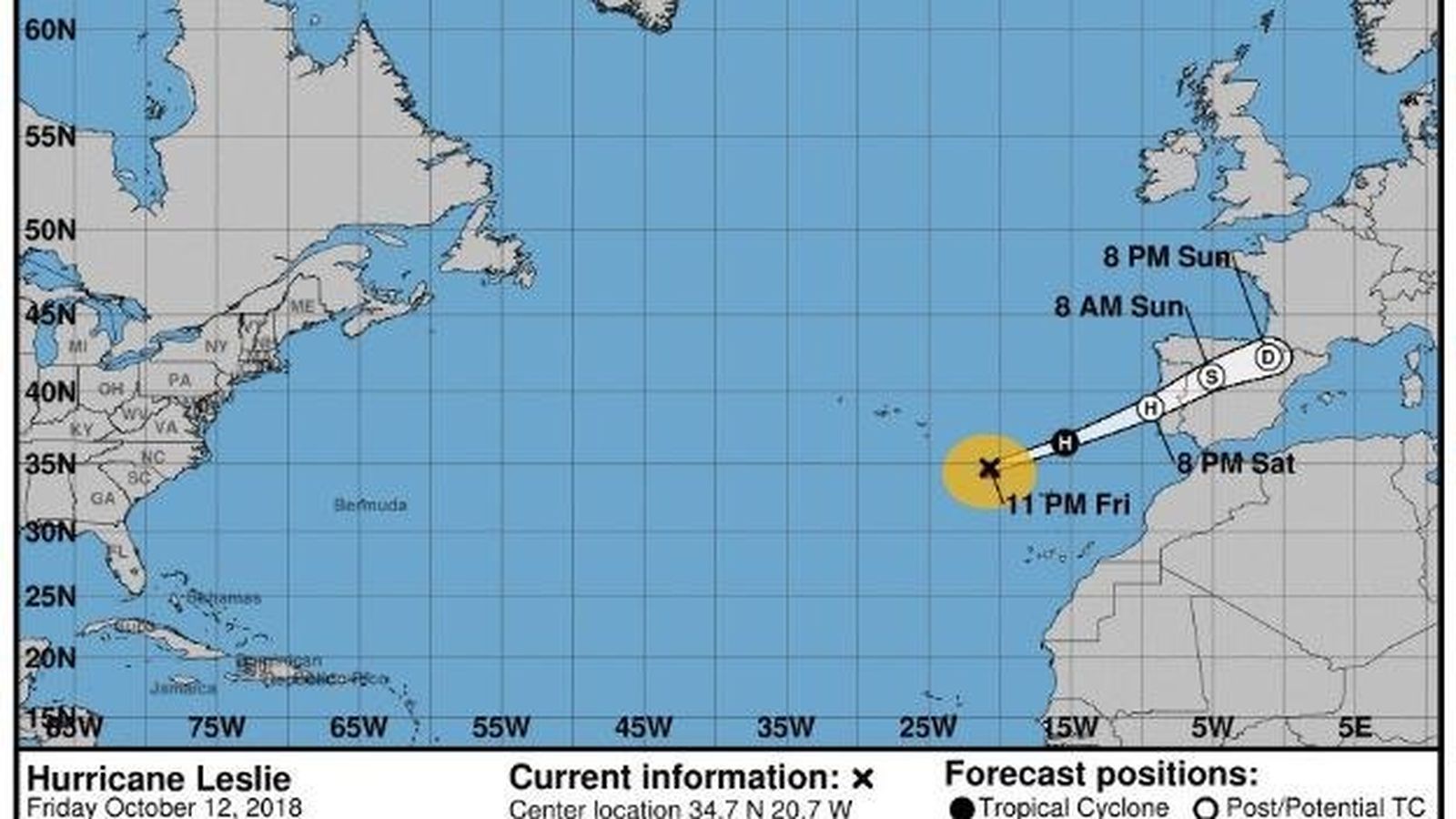 L\'huracà Leslie entra a Espanya com a borrasca i deixa ratxes de 96 km