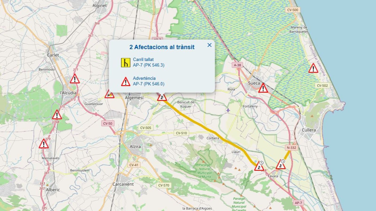 Tram afectat per l'accident