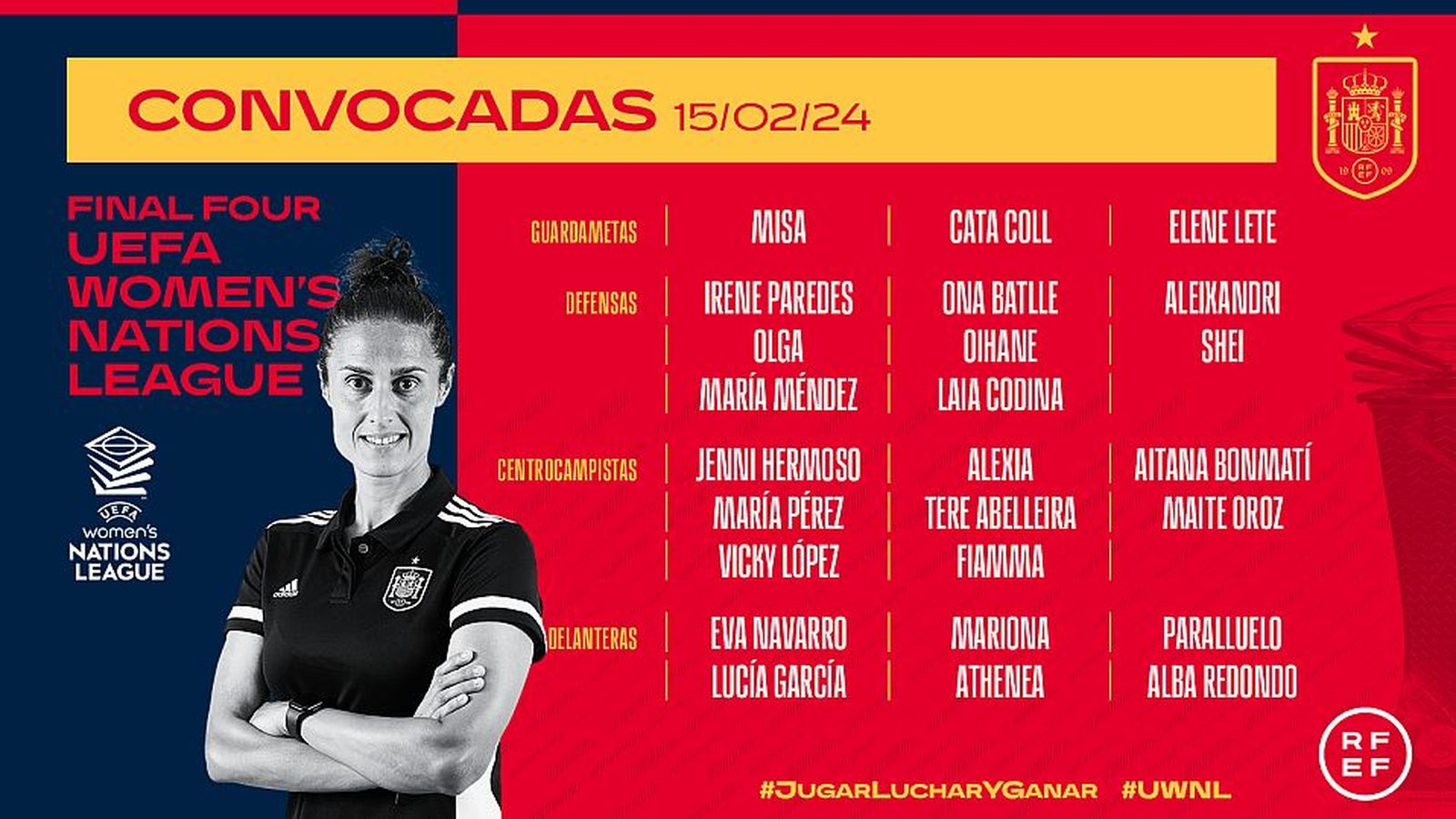 Convocatòria de Montse Tomé per a la fase final de la Nations League