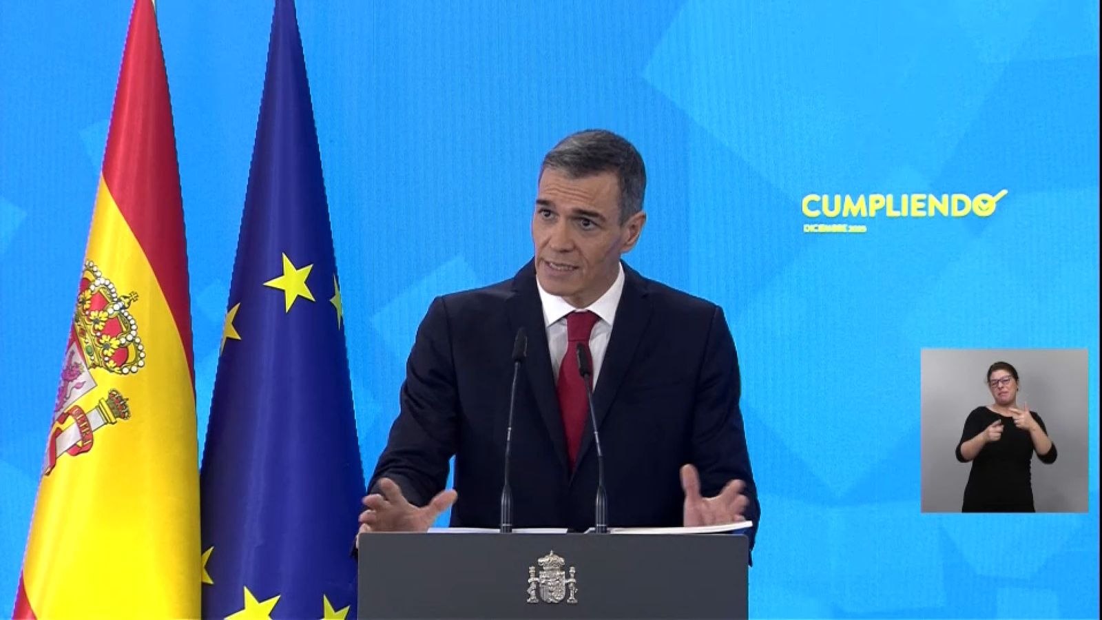 El president del govern espanyol, Pedro Sánchez, durant la seua intervenció