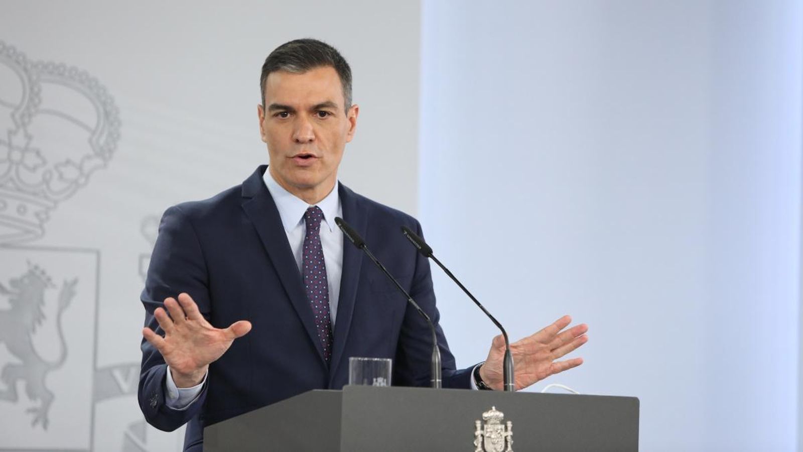 El president del govern espanyol Pedro Sánchez durant la roda de premsa