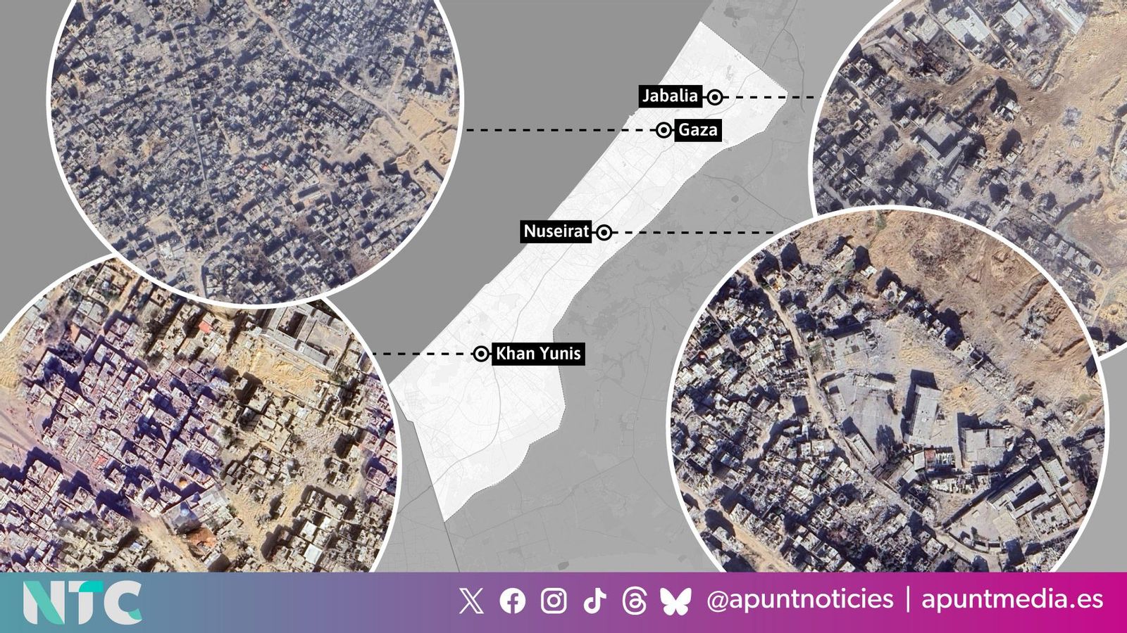 L'última actualització de Google Earth permet tindre una idea aproximada de la destrucció en les ciutats de la Franja de Gaza