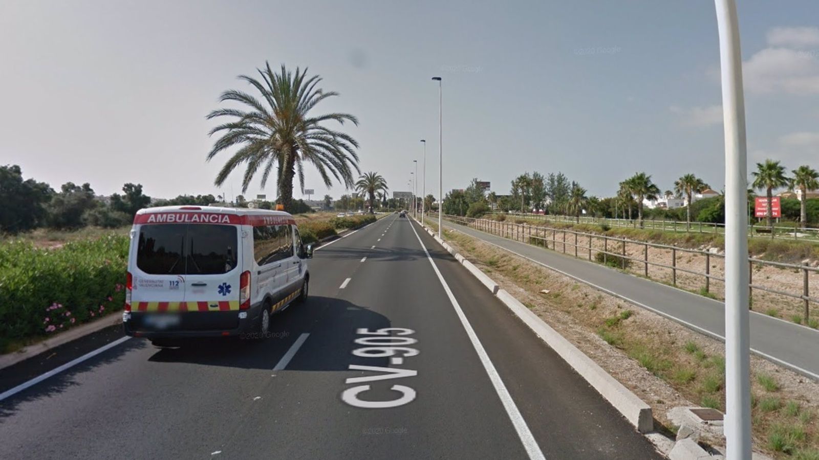 Carretera CV-905 al seu pas per Torrevella