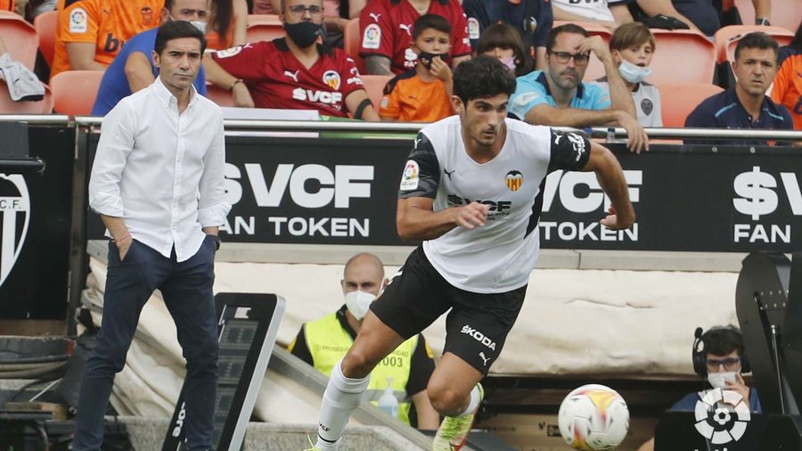 Marcelino i Guedes, durant l'última visita de l'Athletic Club a Mestalla