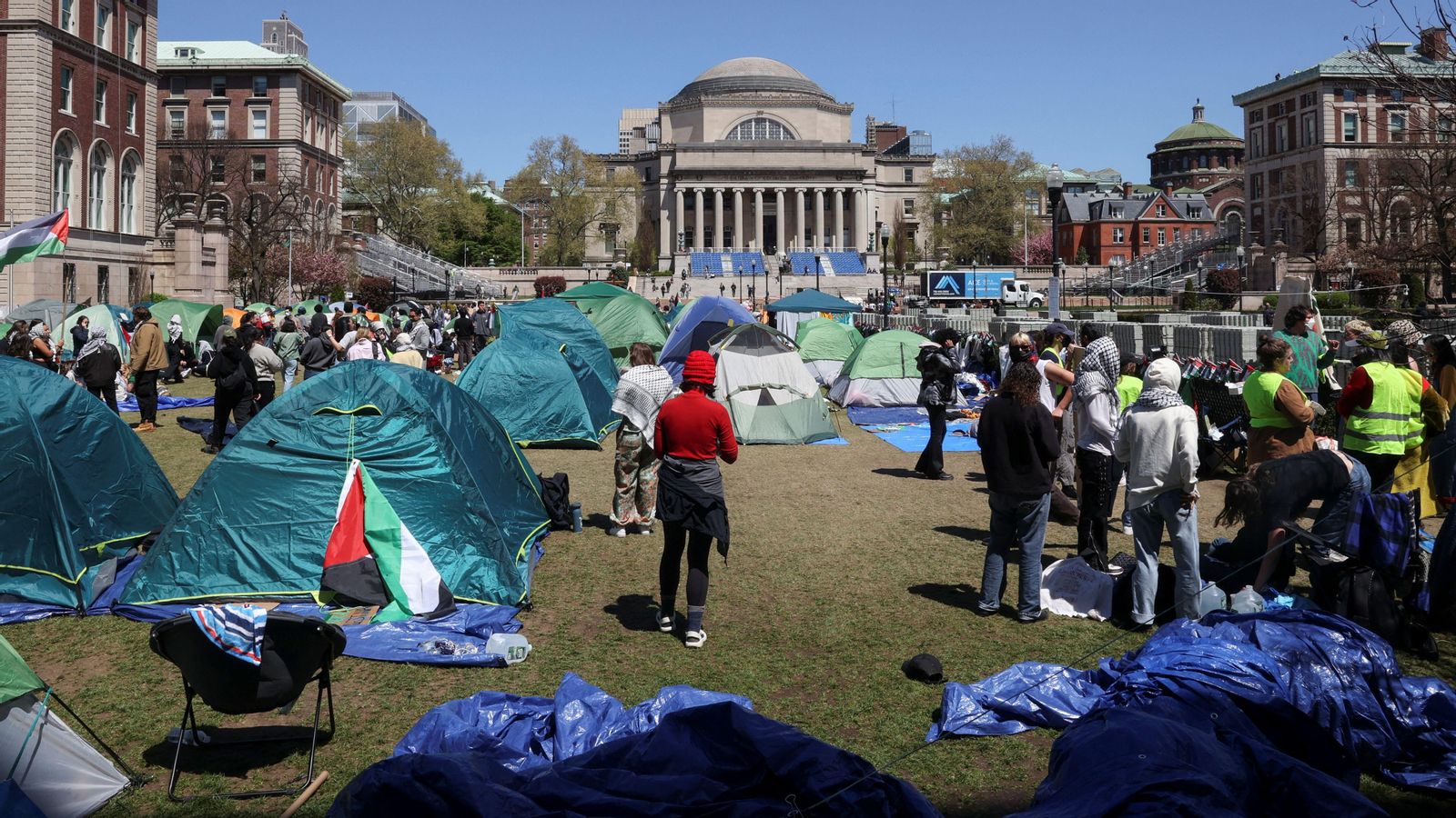 Manifestació a favor de Palestina aquest dilluns al campus de la Universitat de Columbia, a la ciutat de Nova York, els EUA