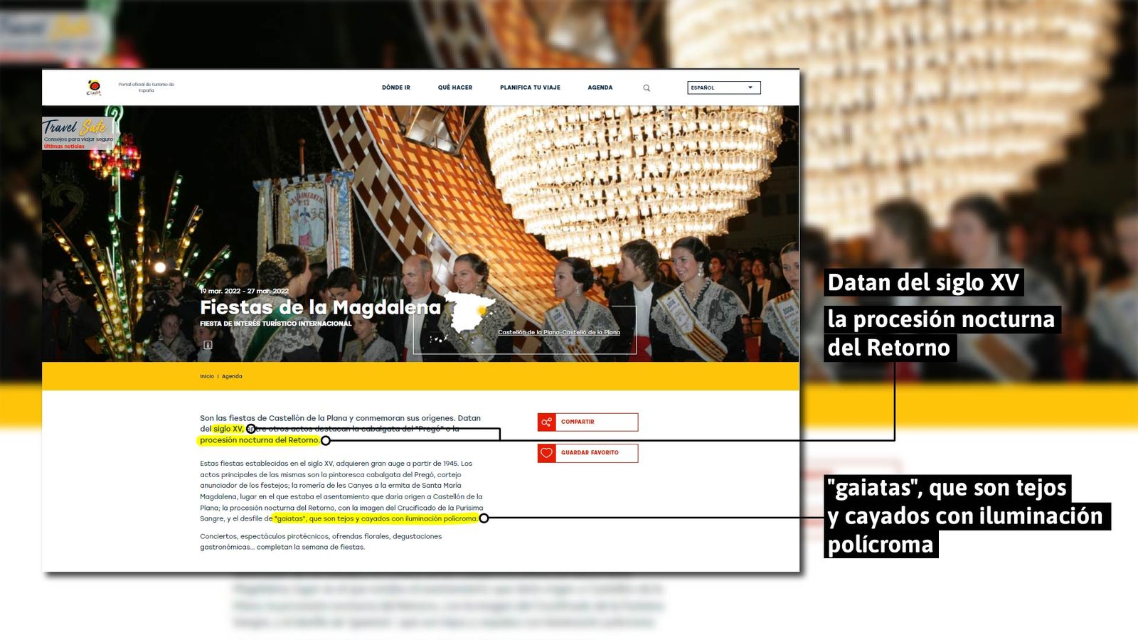Text que es pot llegir en el web de Turespaña sobre les festes de la Magdalena