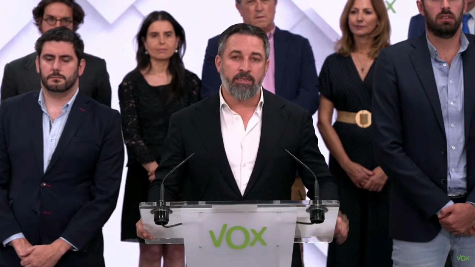 Santiago Abascal durant la seua declaració institucional