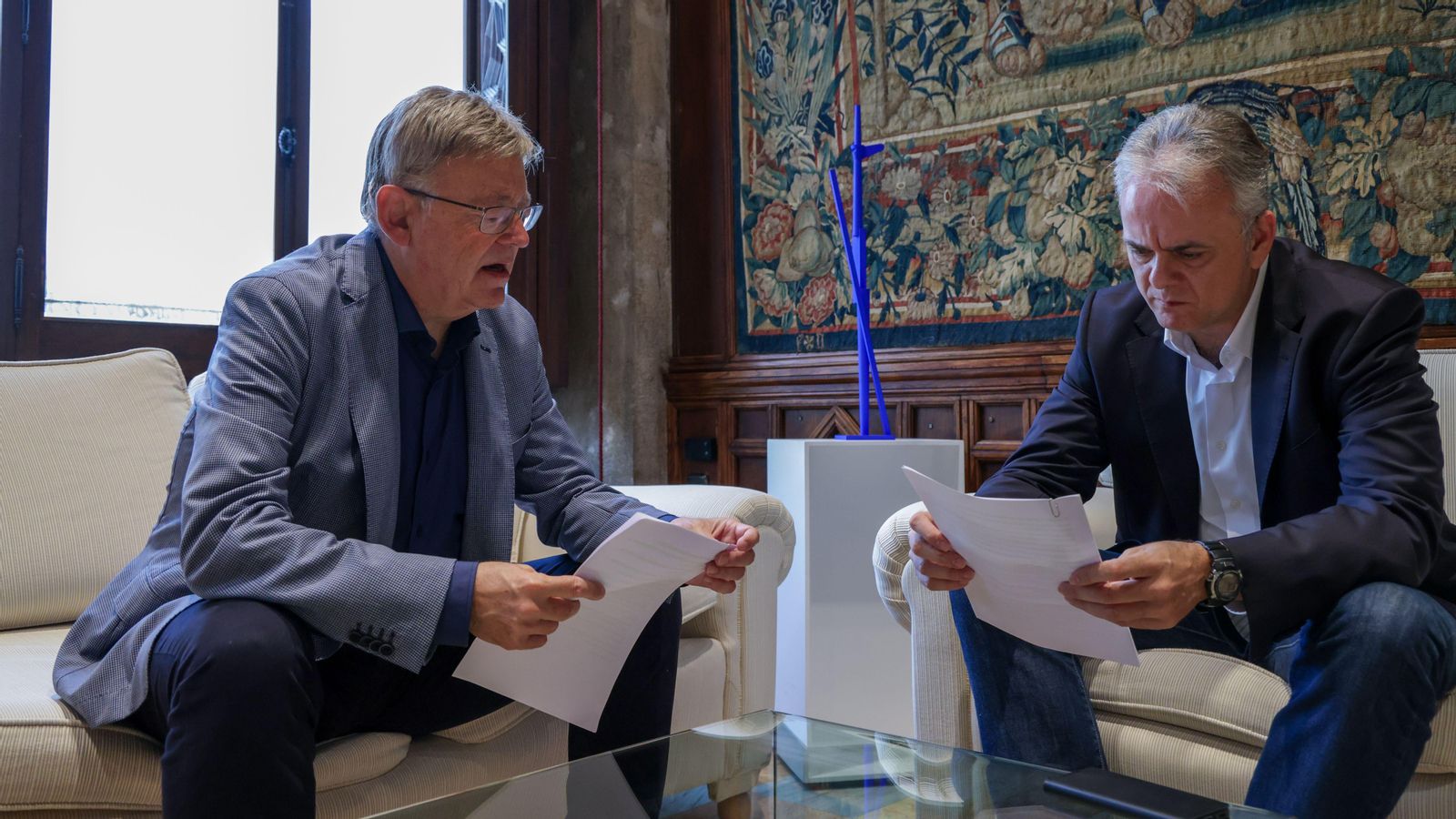 Puig i Illueca durant la reunió d'aquest dissabte