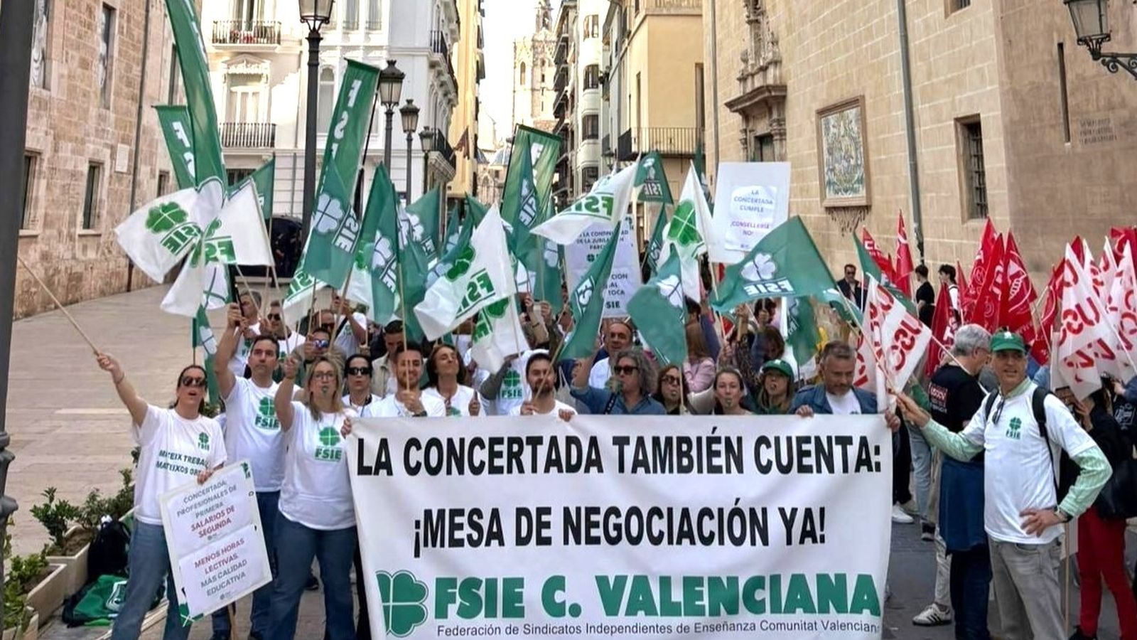 Imatge d'una protesta de sindicats de la concertada
