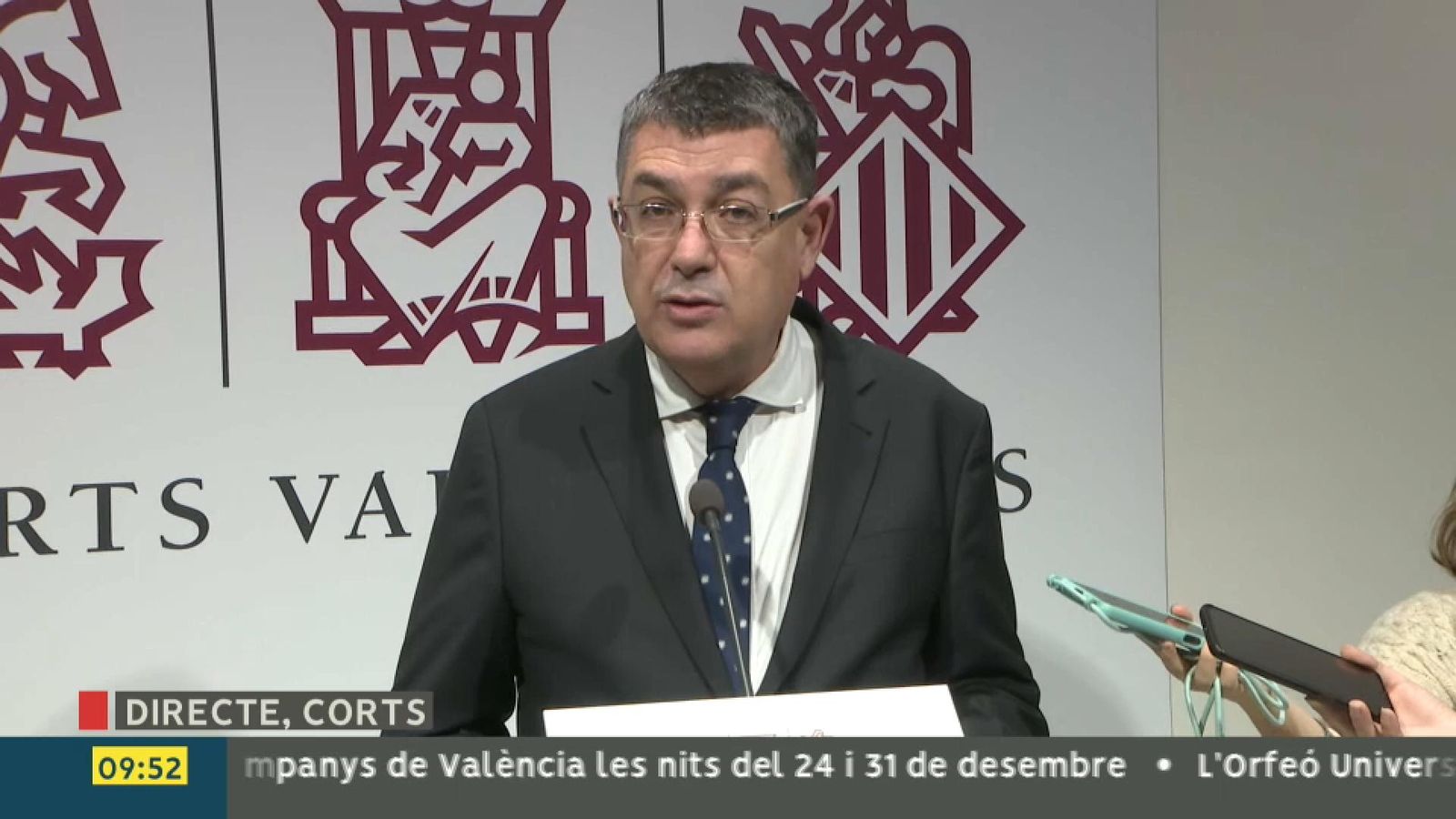 El president de les Corts, Enric Morera, en la compareixença a la cambra valenciana