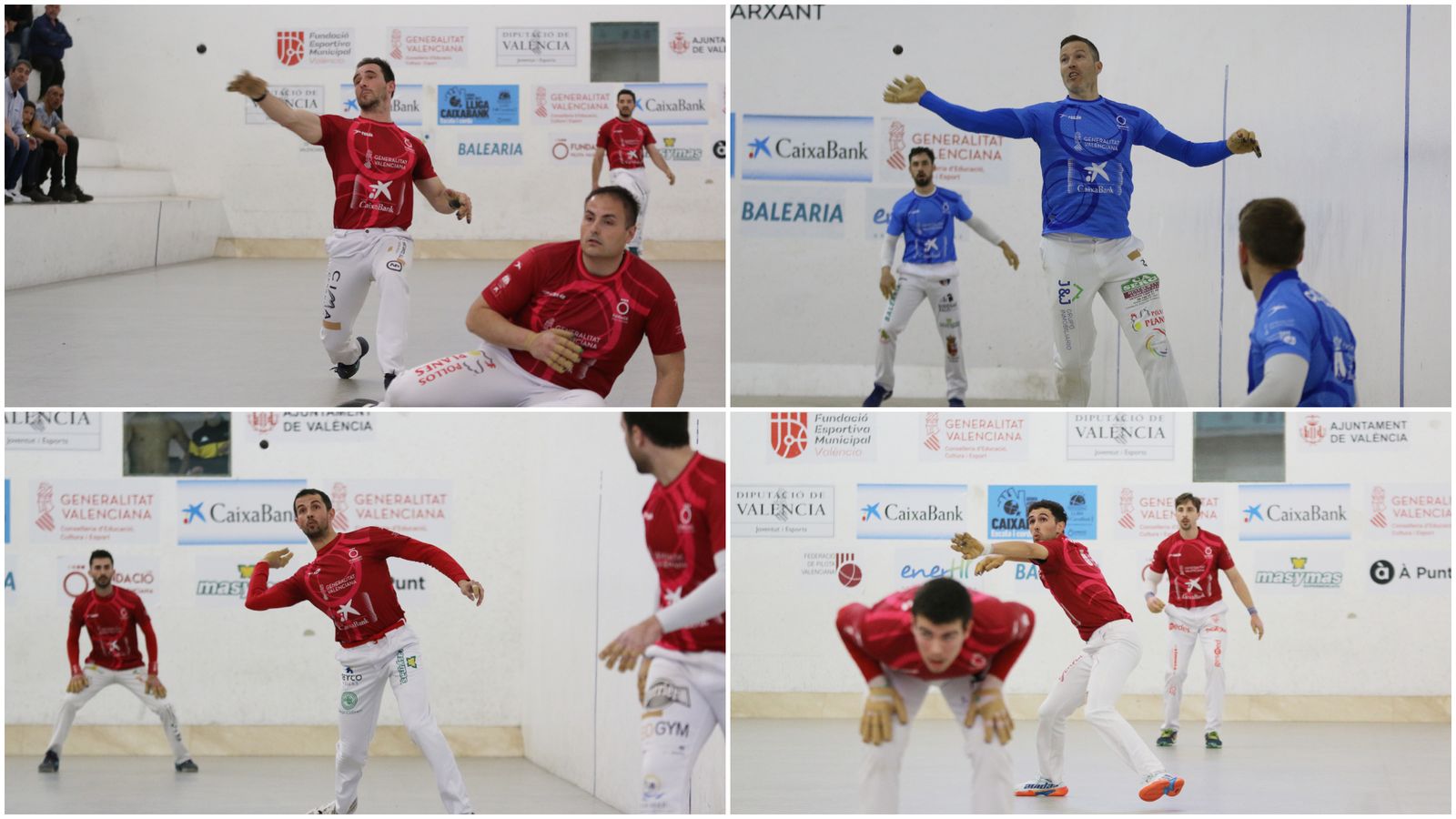 D'esquerra a dreta i de dalt a baix, els equips de Vila-real, Pedreguer, Montserrat i la Pobla de Vallbona