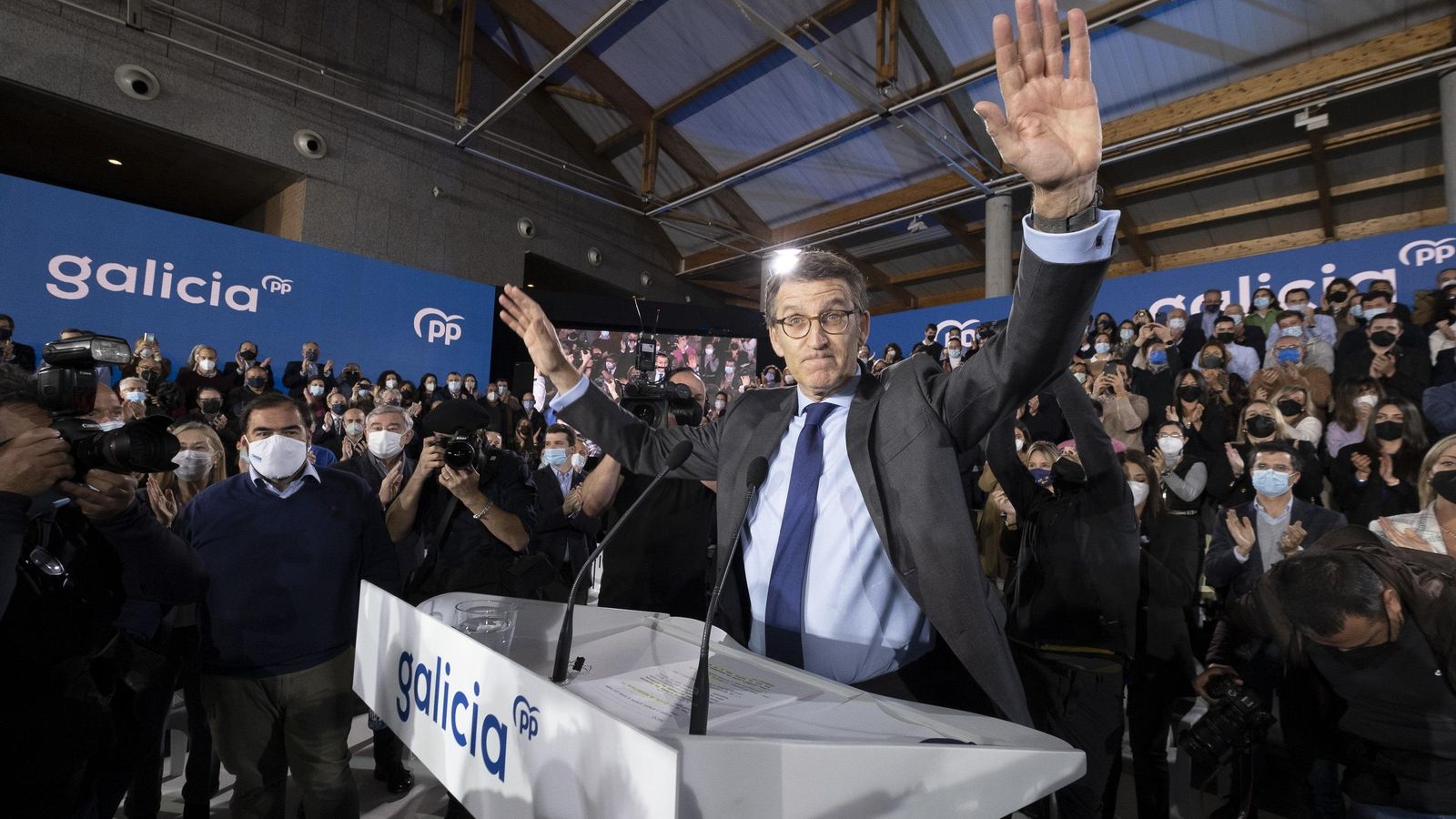 Alberto Núñez Feijóo, durant la Junta Directiva del partit a Santiago de Compostela