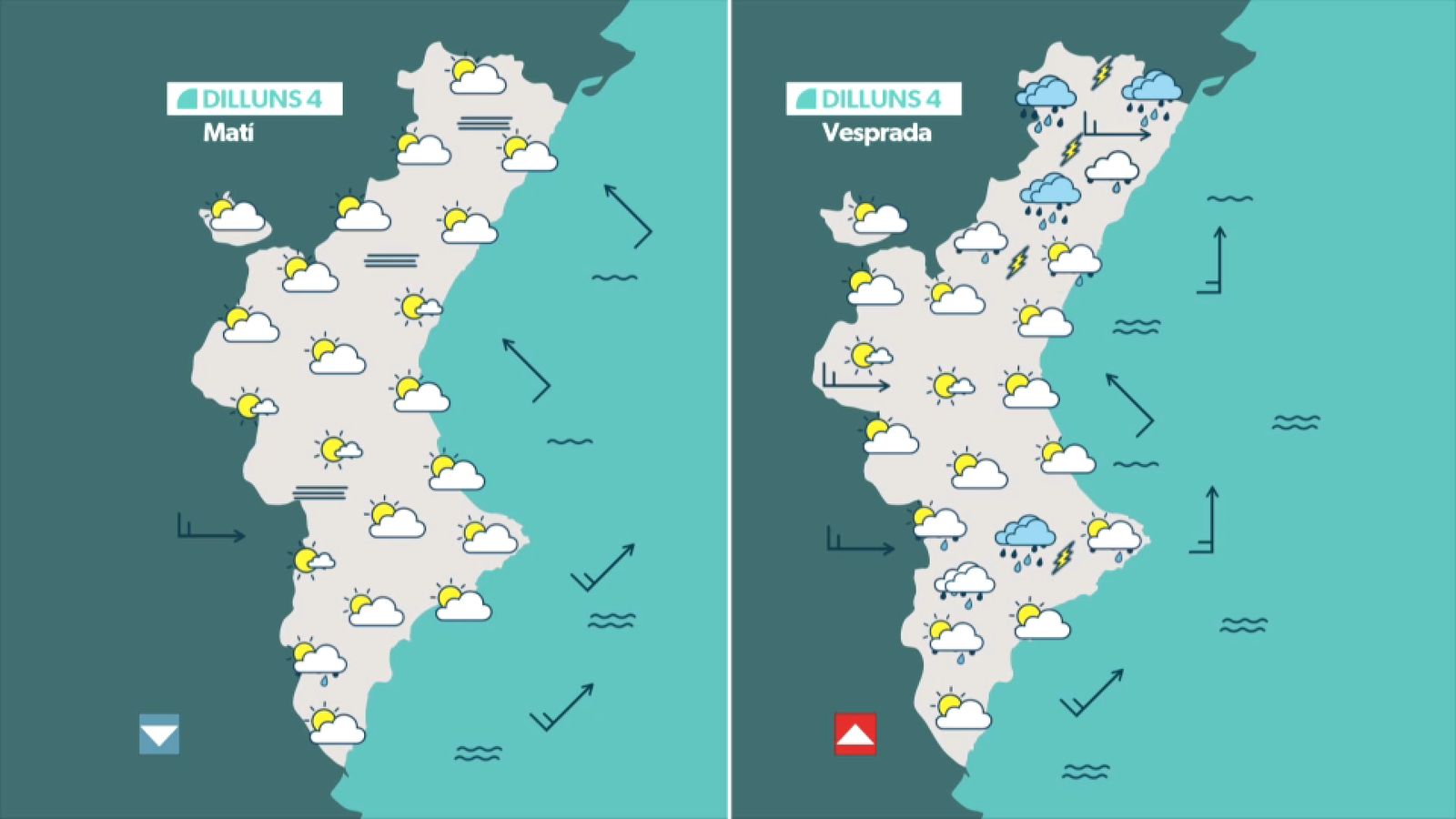 La previsió de l'oratge el 4 de maig