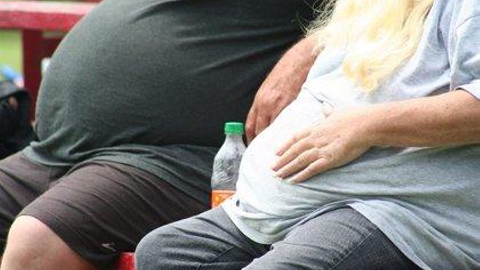 Imatge d'arxiu de dues persones amb obesitat Imatge d'arxiu de dues persones amb obesitat