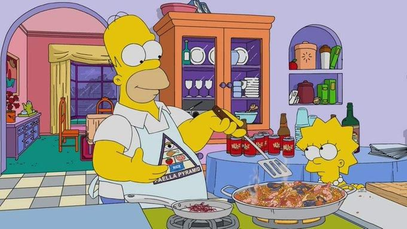 Detall del safrà en l'escena en què Homer cuina una paella