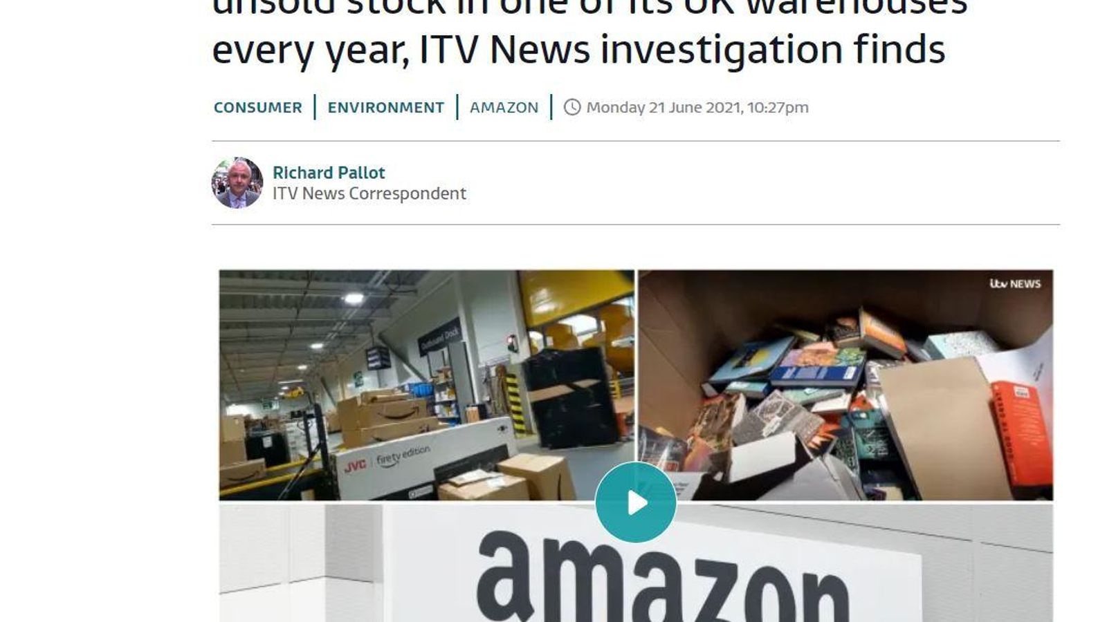 Reportatge d'investigació del mitjà britànic ITV sobre Amazon