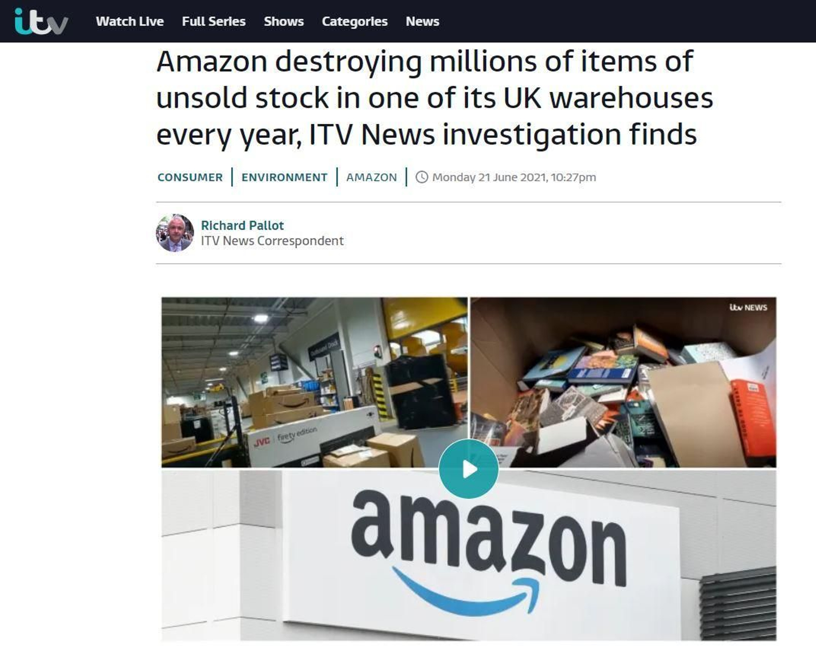 Reportatge d'investigació del mitjà britànic ITV sobre Amazon